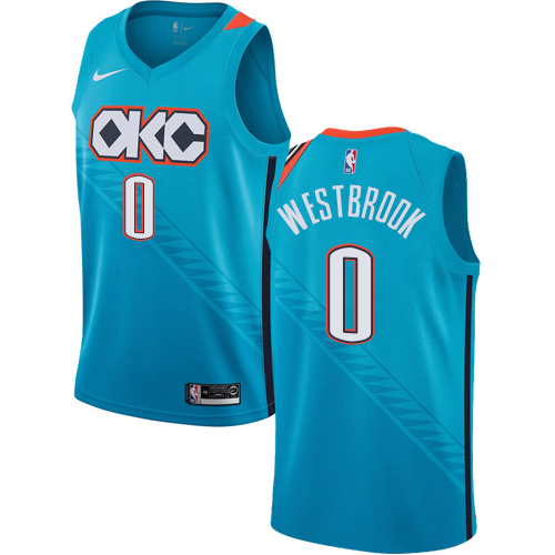 Personalized Thunder #0 Russell Westbrook Turquoise NBA Swingman City Edition 2018 19 Jersey