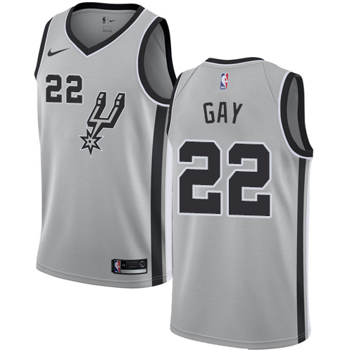 Personalized Spurs #22 Rudy Gay Silver NBA Swingman Statement Edition Jersey