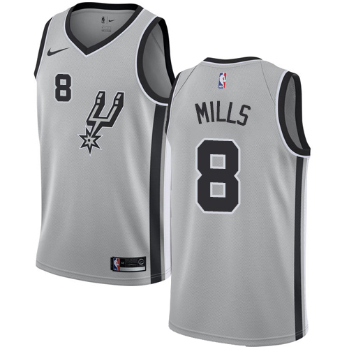 Personalized Spurs #8 Patty Mills Silver NBA Swingman Statement Edition Jersey