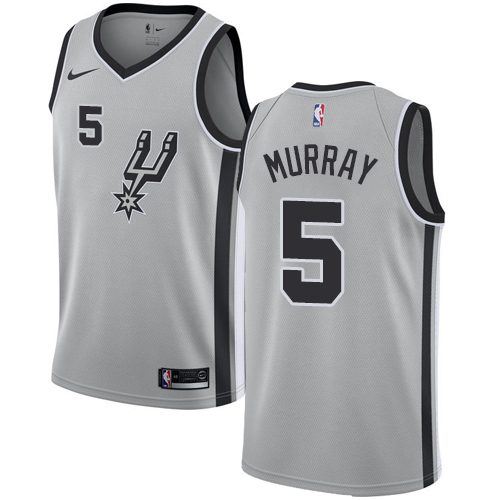 Personalized Spurs #5 Dejounte Murray Silver NBA Swingman Statement Edition Jersey