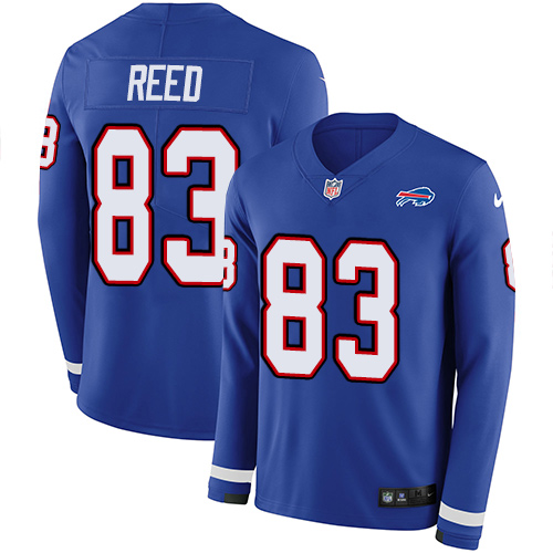 Personalized Bills #83 Andre Reed Royal Blue Team Color Men’s Stitched NFL Limited Therma Long Sleeve Jersey