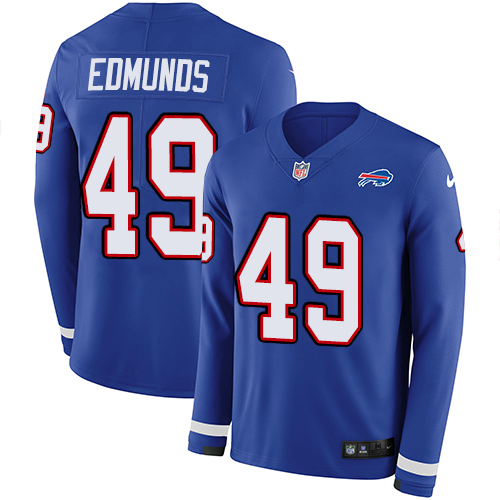 Personalized Bills #49 Tremaine Edmunds Royal Blue Team Color Men’s Stitched NFL Limited Therma Long Sleeve Jersey