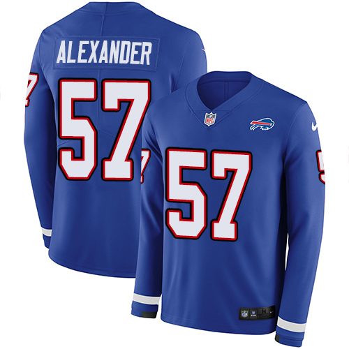 Personalized Bills #57 Lorenzo Alexander Royal Blue Team Color Men’s Stitched NFL Limited Therma Long Sleeve Jersey