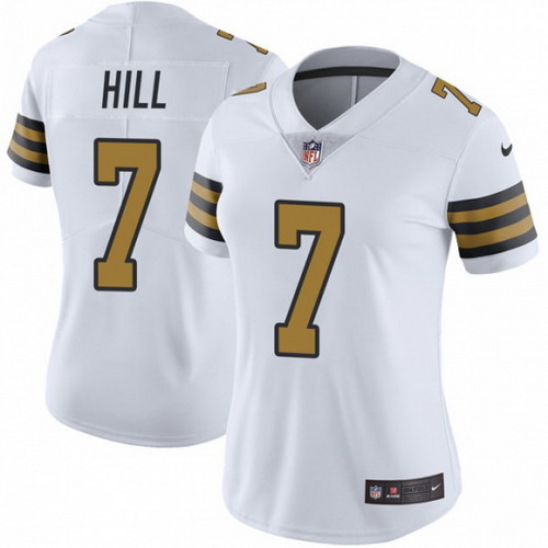 Personalized Women’s New Orleans Saints #7 Taysom Hill Color Rush Jersey – Limited White