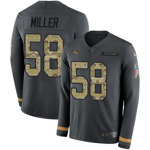 Personalized Broncos #58 Von Miller Anthracite Salute to Service Men’s Stitched NFL Limited Therma Long Sleeve Jersey