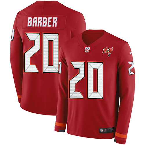 Personalized Buccaneers #20 Ronde Barber Red Team Color Men’s Stitched NFL Limited Therma Long Sleeve Jersey