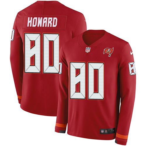 Personalized Buccaneers #80 O. J. Howard Red Team Color Men’s Stitched NFL Limited Therma Long Sleeve Jersey
