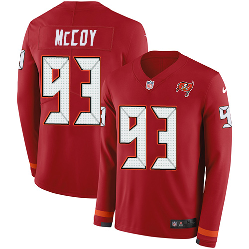 Personalized Buccaneers #93 Gerald McCoy Red Team Color Men’s Stitched NFL Limited Therma Long Sleeve Jersey