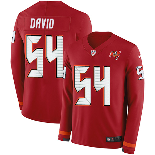 Personalized Buccaneers #54 Lavonte David Red Team Color Men’s Stitched NFL Limited Therma Long Sleeve Jersey