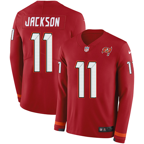 Personalized Buccaneers #11 DeSean Jackson Red Team Color Men’s Stitched NFL Limited Therma Long Sleeve Jersey