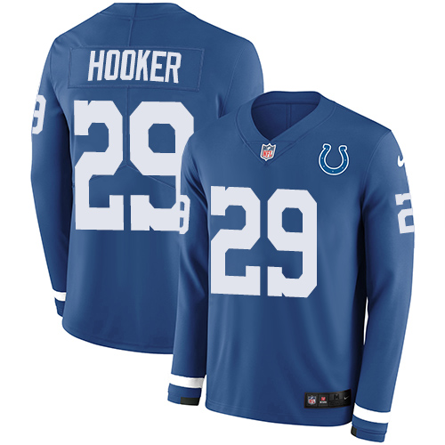 Personalized Colts #29 Malik Hooker Royal Blue Team Color Men’s Stitched NFL Limited Therma Long Sleeve Jersey