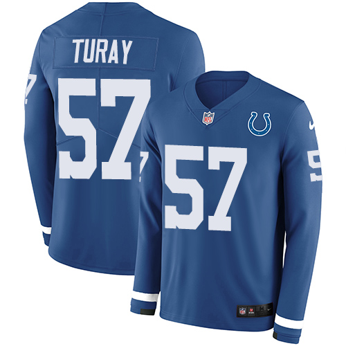 Personalized Colts #57 Kemoko Turay Royal Blue Team Color Men’s Stitched NFL Limited Therma Long Sleeve Jersey