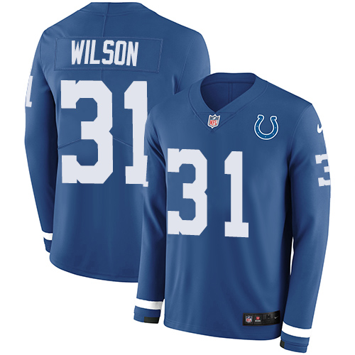 Personalized Colts #31 Quincy Wilson Royal Blue Team Color Men’s Stitched NFL Limited Therma Long Sleeve Jersey