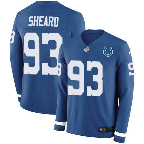 Personalized Colts #93 Jabaal Sheard Royal Blue Team Color Men’s Stitched NFL Limited Therma Long Sleeve Jersey