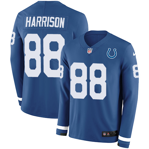 Personalized Colts #88 Marvin Harrison Royal Blue Team Color Men’s Stitched NFL Limited Therma Long Sleeve Jersey