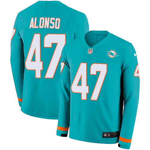 Personalized Dolphins #47 Kiko Alonso Aqua Green Team Color Men’s Stitched NFL Limited Therma Long Sleeve Jersey