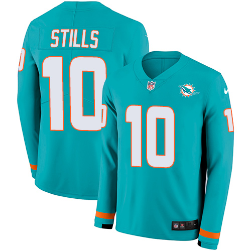 Personalized Dolphins #10 Kenny Stills Aqua Green Team Color Men’s Stitched NFL Limited Therma Long Sleeve Jersey