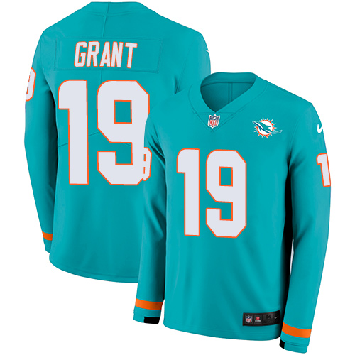 Personalized Dolphins #19 Jakeem Grant Aqua Green Team Color Men’s Stitched NFL Limited Therma Long Sleeve Jersey
