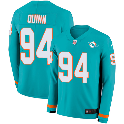 Personalized Dolphins #94 Robert Quinn Aqua Green Team Color Men’s Stitched NFL Limited Therma Long Sleeve Jersey