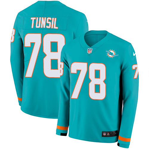 Personalized Dolphins #78 Laremy Tunsil Aqua Green Team Color Men’s Stitched NFL Limited Therma Long Sleeve Jersey