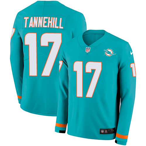Personalized Dolphins #17 Ryan Tannehill Aqua Green Team Color Men’s Stitched NFL Limited Therma Long Sleeve Jersey