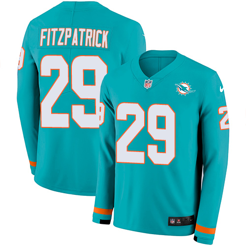 Personalized Dolphins #29 Minkah Fitzpatrick Aqua Green Team Color Men’s Stitched NFL Limited Therma Long Sleeve Jersey