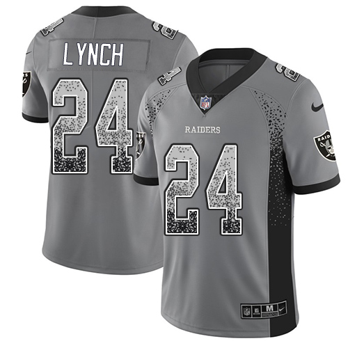 Personalized Raiders #24 Marshawn Lynch Gray Men’s Stitched NFL Limited Rush Drift Fashion Jersey