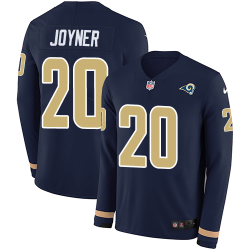 Personalized Rams #20 Lamarcus Joyner Navy Blue Team Color Men’s Stitched NFL Limited Therma Long Sleeve Jersey