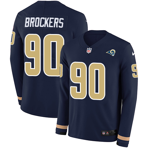 Personalized Rams #90 Michael Brockers Navy Blue Team Color Men’s Stitched NFL Limited Therma Long Sleeve Jersey