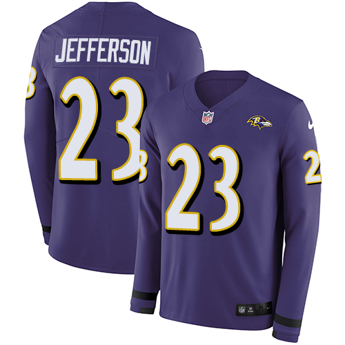 Personalized Ravens #23 Tony Jefferson Purple Team Color Men’s Stitched NFL Limited Therma Long Sleeve Jersey