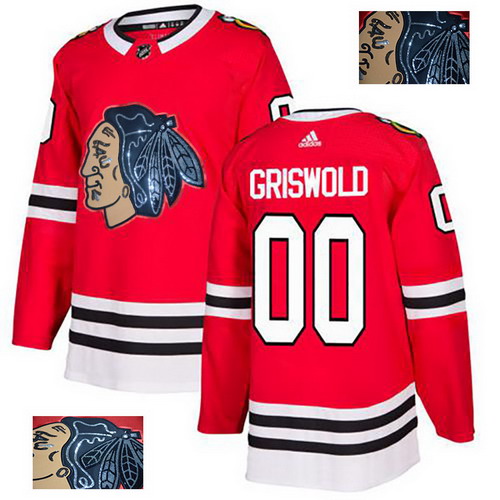 Personalized Blackhawks 00 Clark Griswold Red Glittery Edition Jersey
