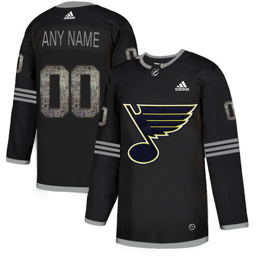 Personalized Blues Black Shadow Logo Print Men’sized Jersey