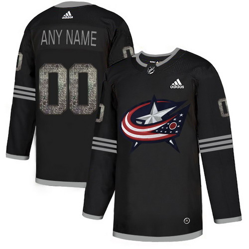 Personalized Blue Jackets Black Shadow Logo Print Men’sized Jersey