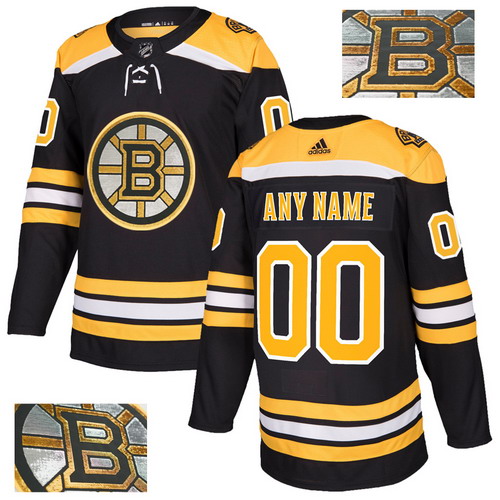 Personalized Bruins Men’sized Black With Special Glittery Logo Jersey