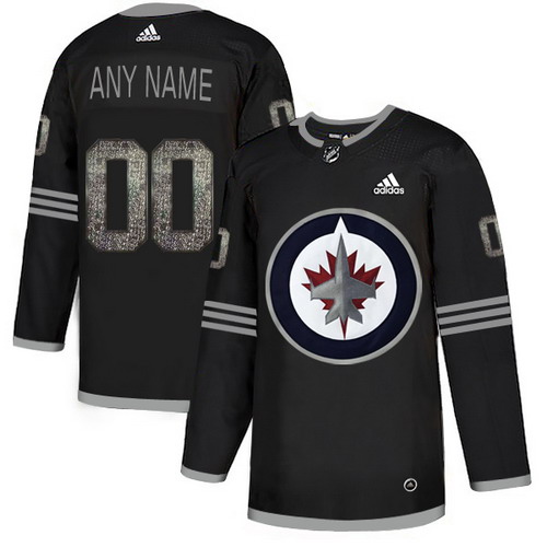 Personalized Winnipeg Jets Black Shadow Logo Print Men’sized Jersey