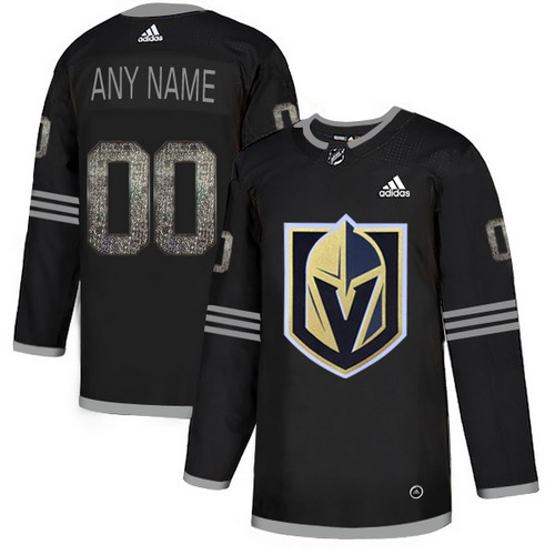 Personalized Vegas Golden Knights Black Shadow Logo Print Men’sized Jersey