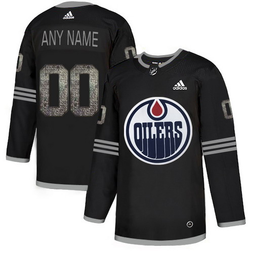Personalized Oilers Black Shadow Logo Print Men’sized Jersey