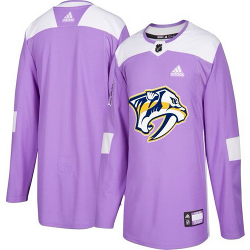 Personalized Men’s Nashville Predators Purple Hockey Fights Cancer Practice Jersey