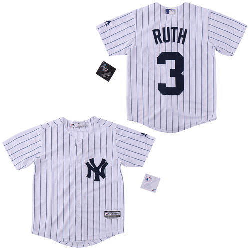 Personalized Yankees 3 Babe Ruth White Cool Base Jersey