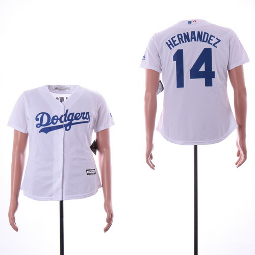 Personalized Dodgers 14 Enrique Hernandez White Women Cool Base Jersey