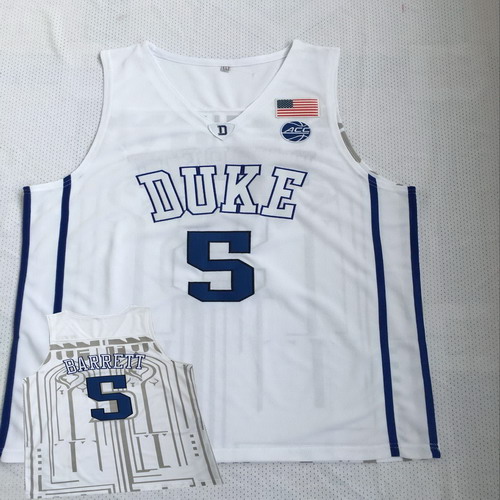 Personalized Duke Blue Devils 5 R.J. Barrett White College Basketball Jersey
