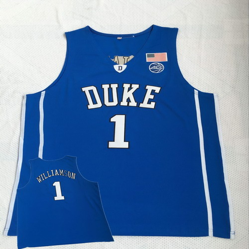 Personalized Duke Blue Devils 1 Zion Williamson Blue College Basketball Jersey