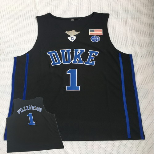 Personalized Duke Blue Devils 1 Zion Williamson Black College Basketball Jersey