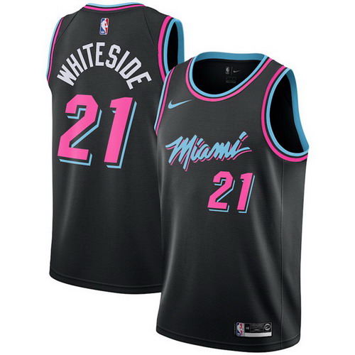 Personalized Heat 21 Hassan Whiteside Black 2018-19 City Edition Swingman Jersey