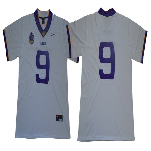 Personalized LSU Tigers #9 White 125 Sesons College Football Jersey