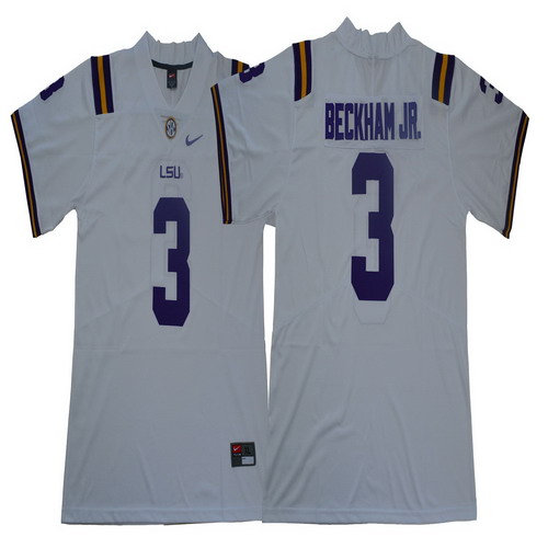 Personalized LSU Tigers 3 Odell Beckham Jr. White College Football Jersey