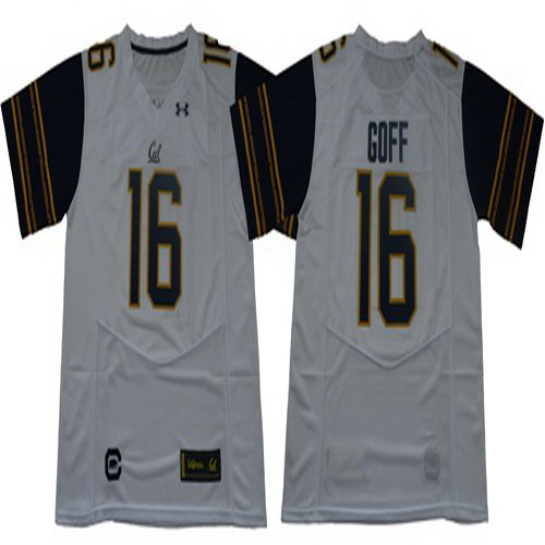 Personalized Golden Bears #16 Jared Goff White Under Armour Premier Stitched NCAA Jersey
