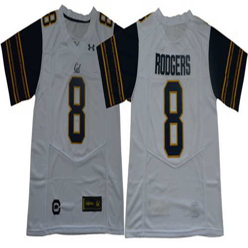 Personalized Golden Bears #8 Aaron Rodgers White Under Armour Premier Stitched NCAA Jersey