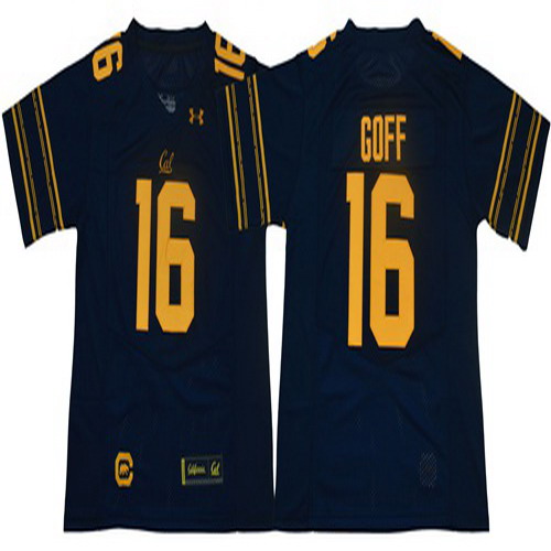 Personalized Golden Bears #16 Jared Goff Navy Blue Under Armour Premier Stitched NCAA Jersey