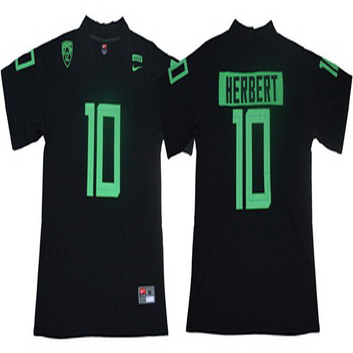 Personalized Ducks #10 Justin Herbert Blackout Limited Stitched NCAA Jersey